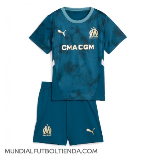 Camiseta Olympique de Marseille Segunda Equipación Replica 2024-25 para niños mangas cortas (+ Pantalones cortos)